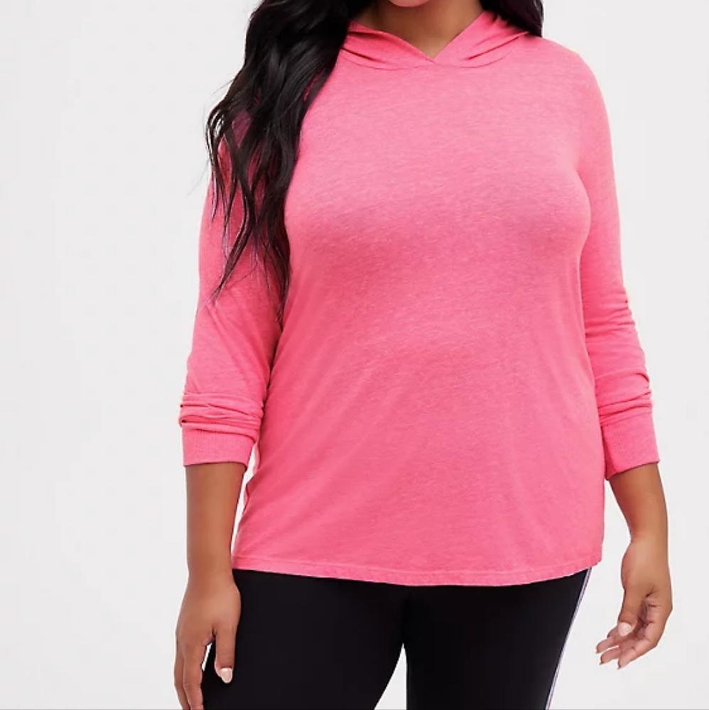 Torrid Triblend Pink Jersey Long Sleeve Lightweight Hoodie Plus Size Size 3X